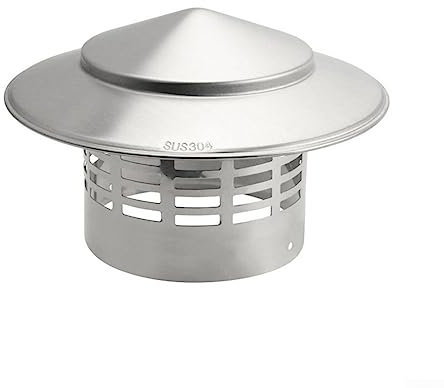 Tapa de chimenea, pared exterior de acero inoxidable Salida de aire fresco Tubo de conducto de techo Campana de escape Protector de ventilación Salida Tapa de chimenea de lluvia - 110 mm