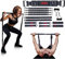 INNSTAR Portable Home Gym, Verstellbares Widerstandsband mit Stange und Kniebeugen-Bändern für Heimtraining, Bankdrücken Brusttrainer Resistance Band Set für Brust, Arm, Beintraining (Black|200LB)