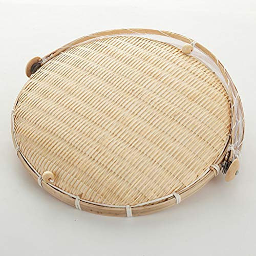 Tente de Service de Nourriture en Bambou, Panier de Service de Nourriture en Bambou, Maille en Forme de Dôme Respectueuse de l'environnement pour Pique-nique (Beige S)