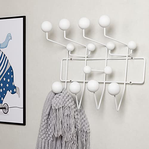 SSLW Portemanteau Mural | Porte-Manteau Suspendu pour Entrée | Porte-Manteau Classique avec Boules en Bois De Noyer Massif Peintes Cintre De Couleur Bois pour Accrocher des Serviettes