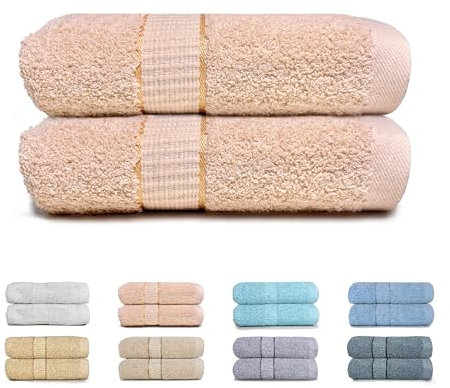 GFD Textiles - Juego 2 Toallas de Baño Extra Grandes 100x150 cm | 100% Algodón Premium Extra Suave & Súper Absorbente | Secado Rápido, Antibacterianas, Lujo SPA & Hotel | Coral