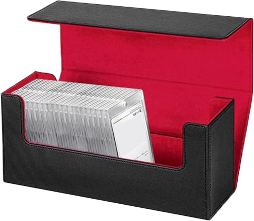Fondlife Sammelkarten Aufbewahrungsbox für 800+ Karten, PU Leder Magnetic Deck Box, Karten Aufbewahrung Box für Trading Card Games (TCG), kompatibel mit gängigen Sammelkarten.(Schwarz Rot)