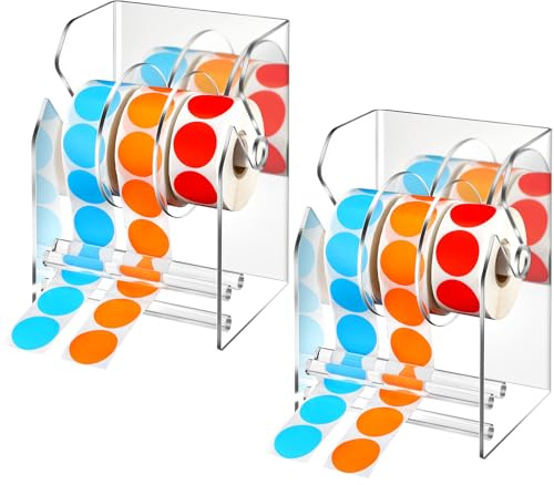 2 dispenser di etichette regolabili a 3 dischi, supporto per rotolo di adesivi, dispenser per etichette trasparenti, dispenser per nastro acrilico, supporto per etichette per ufficio, casa, desktop