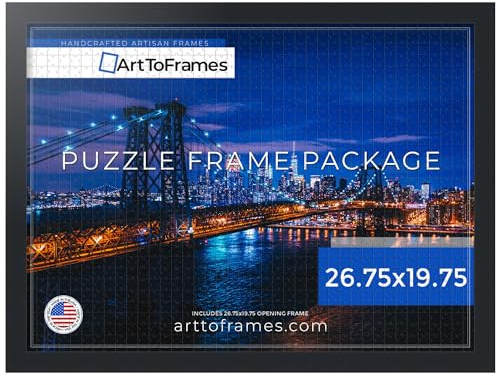 ArtToFrames 26.75x19.75 INCH/68x50 CM Black Frame for 1000 Piece Puzzles.This 1.25 Inch Custom MDF Puzzle Frame is Black - Comes with Economy Acrylic (PuzzleFRBW72079-26.75x19.75)