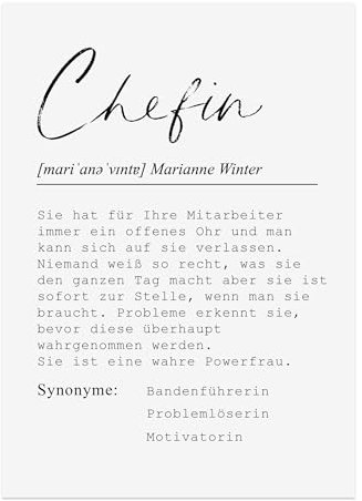 Poster DEFINITION personalisiert mit Namen als Geschenk (Chefin, DIN A4)