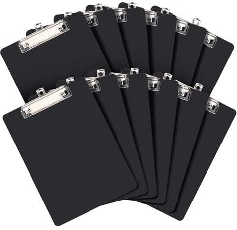 URbantin A5 Portapapeles con Pinza,12 Piezas Portapapele con Tapa | Clipboard,Carpetas,Negro