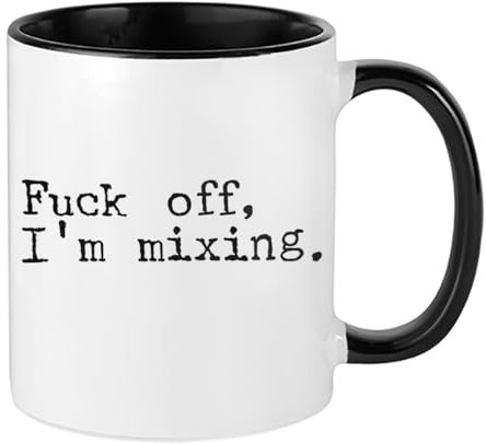 Fu*k Off, I'm Mixing, Audio Mixer Engineer Gift, Inside Coloured Mug, Ceramic Coffee, Tea Mug. (Black)