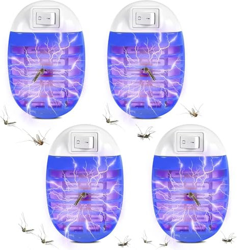 Moustique Tueur Lampe AUEJACKY 4PCS Tueurs de Moustiques Lampe Anti Moustique Répulsif Ultrason Appareil Ultrason Souris Prise Anti Moustique Répulsif à Ultrasons Electrique Anti Moustique (Bleu)