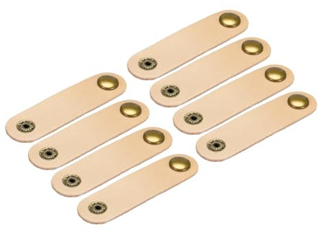 QUARKZMAN 8 Stück Kabel Organizer Gegerbtes Leder Kabelbinder Set, Kabelhalter Aufwicklung Multifunktionale Kabelmanagement für Kopfhörer USB Ladekabel, Creme