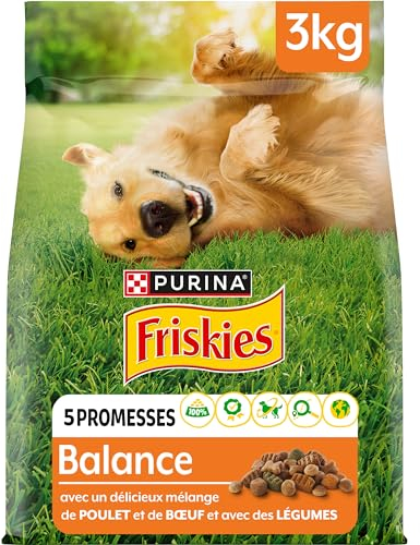 FRISKIES | Waage | Hund | Trockenfutter für ausgewachsene Hunde | mit Huhn, Rindfleisch und Gemüse | Hochwertige Proteinquelle | Beutel | 3 kg
