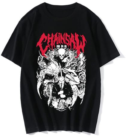 Japanese Chainsaw Man T Shirt Manga AKI Hayakawa Graphic Oversized T Shirts Harajuku Men's Short Sleeve Cotton T-Shirt Black M