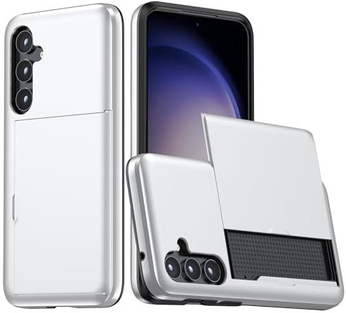 Beajew Coque Portefeuille pour iPhone 7/8/iPhone SE 2020/SE 2022 avec Porte-Cartes, Étui de Protection Téléphone Double Couche Antichoc, Fente Cachée Coulissante, Antichoc TPU+PC - Argent