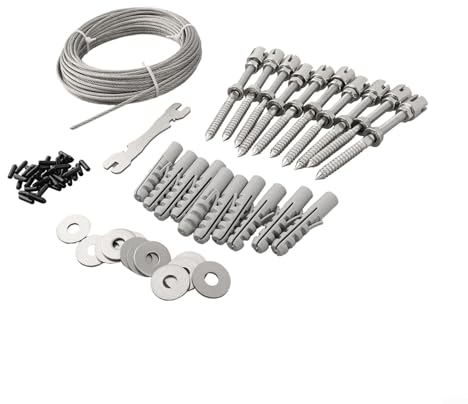 Getdoublerich Drahtspalier-Set, Wandrahmen-Set, rostfrei, Kletterpflanzen-Spalier, Kreuzkopf, geeignet für verschiedene Kletterpflanzen (mit 16 m Seil)