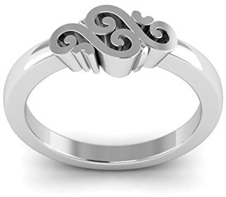 925 Sterling Silber Musical Herz Liebe Verlobungsring (59 (18.8))