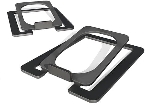 AZATOM Equinox M3 Speaker Stands | 15° Angled Desktop Stands with Foam Padding, 155mm x 115mm, Anti-Vibration Mount for Small Speakers, Universal Fit (Matt Black)