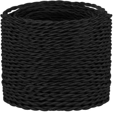 3 Core 10 Meters / 32.8FT Black Braided Cable, DC VOLTAGE 3 Core Electrical Cable, Vintage Flex Twisted Fabric Electrical Wire for DIY Lamps Industrial Pendant Lights Lighting Appliances - Black