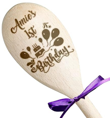 Personalised Engraved Wooden Spoon, 1st Birthday Cake Smash, Photo Prop, Star Baker, Birthday Keepsake, Baby, Outfit, Memory gift