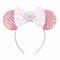 Mouse Ears Candy Headband Mouse Ears Headbands for Girls Mouse Ears Bow Headbands Shiny Bows Mouse Ears for Party Birthday Decoration (Pink)