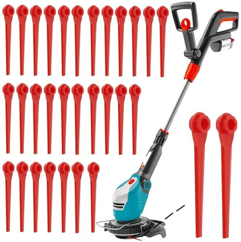 Ersatzmesser-Box für Rasentrimmer | Kompatibel mit Gardena EasyCut, SmallCut, ComfortCut, RotorCut | 100 Kunststoffmesser | Hochwertige Ersatzklingen für Gartentrimmer