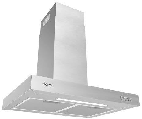 Classe A Cappa Aspirante 60 cm 370m³/h Cappa Camino a Ricircolo Luci LED 3 Velocità Aspiratore Cucina Acciaio Inox con Filtri Carbone CBCF004 CIARRA VTCS6125