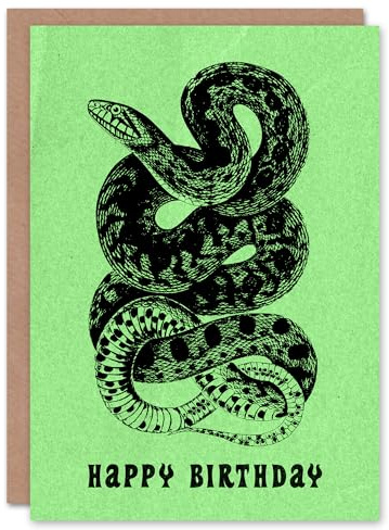 Artery8 Snake Serpent Retro Vintage Style Drawing Birthday Card