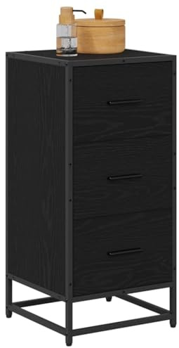 vidaXL Sideboard Black oak 35.5 x 35 x 76 cm Engineered wood, Bathroom, Rectangular Sideboard, Industrial Storage Solution, Ample Drawers, Elegant Indoor Cabinet, Urban Decor Piece