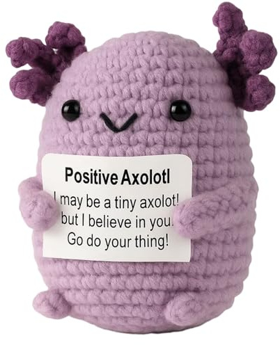 DvBCNMe Positiver Axolotl Gehäkelt, Positive Geschenke, Süßes Gestrickte Tiere für Freundin, Freunde, Familie, Emotional Support Geschenk, Geburtstagsgeschenk
