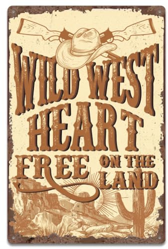 SUPERDANT Cowboy Text Blechschild Cowboyhut Kakteen Blechschilder Retro Vintage Blechschilder Wanddekoration Cartoon Zeichen Metallschilder Deko Für Wohnzimmer Schlafzimmer Bar Café Geschenk 20x30 cm