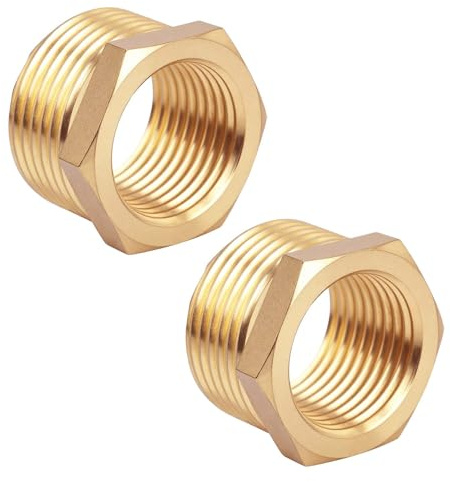 lasuroa 4pcs Brass Reducer Hex Bushing, 3/4 NPT Male to 1/2 NPT Female Heavy Duty Threaded Pipe Fitting Reducer Adapter for Plumbing Gas Hydraulic Systems