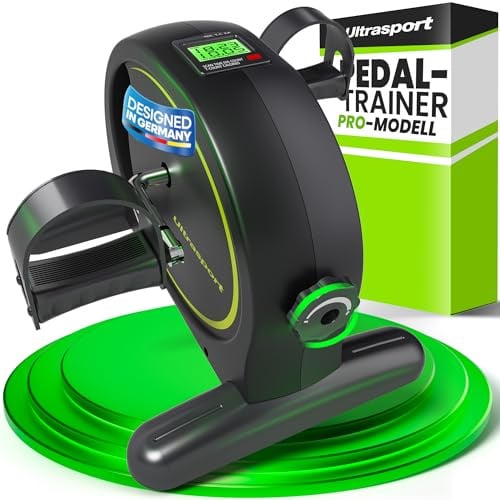 Ultrasport Pedaltrainer für Zuhause inkl. Antirutsch-Matte und Gurt I CE Zertifiziert, Extraleiser Arm- und Beintrainer im Sitzen I Deskbike, Schreibtisch Fahrrad