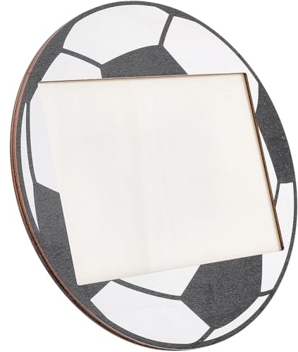 CREATCABIN Sport Bilderrahmen Fußball Fotorahmenständer Runder Tisch Bilderrahmen Aus Holz Druck Poster Fotorahmen Für Zuhause Tischpräsentation Geschenk Für Sportler Trainer Und Teams 22.3x22.3cm