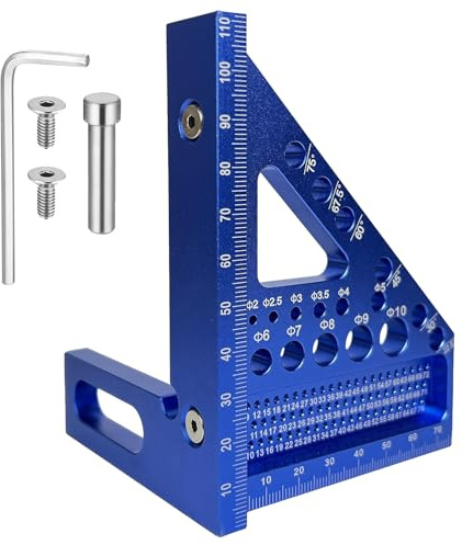 3D Carpenters Square 22.5-90°3D Multi Angle Measuring Ruler Multi-functional Engineers Square High Precision Measuring Tools for Carpenters Engineers Construction Worker(Blue)