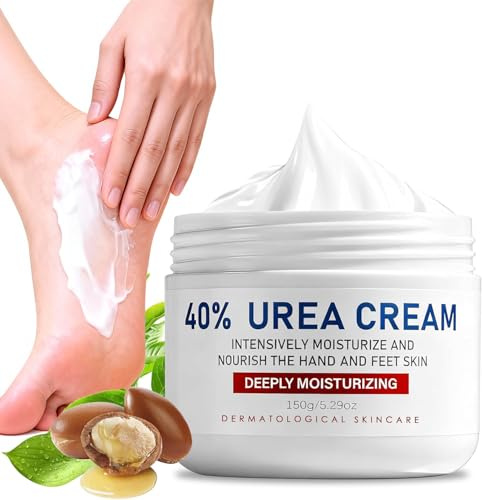 Urea Creme 40 Prozent für Füße und Hände, Harnstoffcreme gegen Trockene Haut, Urea Fußcreme für Fersen, Knie, Ellbogen und Zehen, Fußcreme Trockene Füße, Schrundensalbe Füßes, 150g Pflegecreme