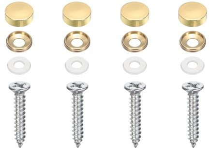 QUARKZMAN 4 Stück Messing Zierschrauben, 12mm Spiegelschrauben Spiegelbefestigung Schrauben mit Abdeckkappe für Spiegeltische Teetischen Kleiderschränke Möbel Werbeschilder - Silber