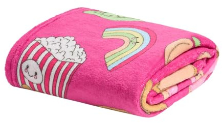 OHS Fleece Blanket Sofa Throw, Gifts for Teenage Girls Boys Super Soft Warm Cosy Sweetie Pies Throw Blanket Decorative Kids Rooms Sleepovers Single Bed Throws, Magenta - 125 x 150cm