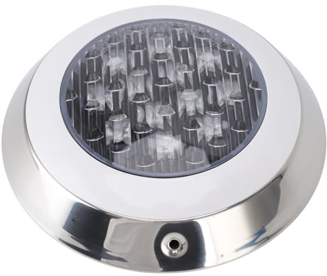Jenivaint Luce Sommergibile per Piscina, Luce Subacquea a LED per Piscina in ABS 24V 3000K Calda 8,46 Pollici Design Ad Incasso per Interrata Vasca Idromassaggio Spa Stagno Bagno (12W)