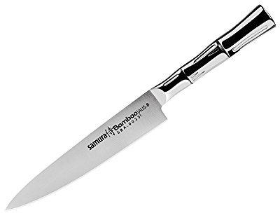 SAMURA Profi Allzweckmesser Ultra-scharf, groß, aus japanisch AUS 8 Edelstahl, 15 cm Klinge, Stahl Handgriff, ergnomisch, rostfrei, Kochmesser, Spickmesser