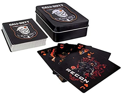 Paladone Call of Duty Black Ops 4 Playing Cards Cod Logos and Emblem, Includes Embossed Premium Metal Storage Tin, Plastic Coated