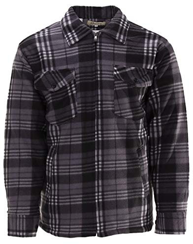 Hoang Thermojacke Herren Holzfällerjacke Hemdjacke Flanell Jacke Arbeitsjacke Kariert Gefüttert, Farbe:schwarz, Größe:L
