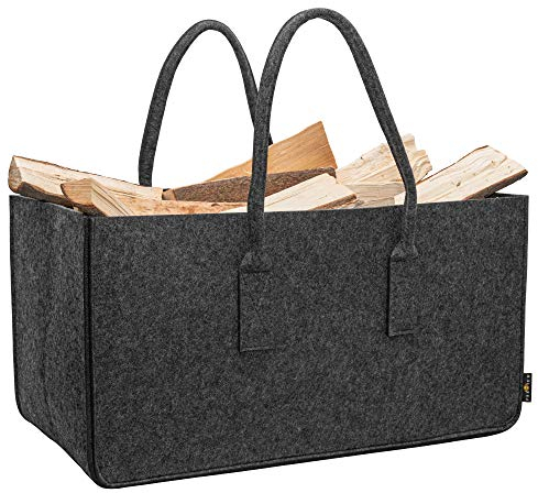 Rubberneck Allzweckfilztasche XXL mit Tragegriffen aus Filz für Holz, Zeitungen, Kaminholz, 61 x 32 x 32 cm (Anthrazit)