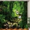 JOOCAR Rideau de douche design,Motif forêt tropicale,Jungle,Forêt tropicale,Ruisseau de la forêt tropicale,Rochers mousseux,Paysage d'été,Tissu imperméable,Décoration de salle de bain avec crochets