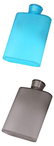 MagiDeal 2 Plastik Hip Liquor Weineist Flasche Flasche Wasserflasche Blau & Grau