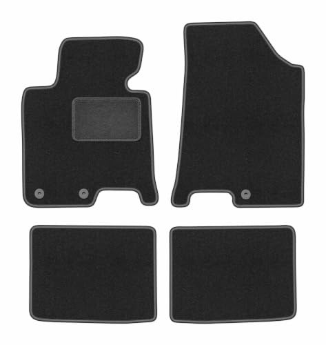 Velours-Fußmatten passend für Hyundai i40 2011-, Graphit, LUX, passgenau | passend für Kombi/Limousine; Velours-Teppich (Polypropylen), ca. 6,5 mm; rutschfest, runde Befestigungen (Typ AV)