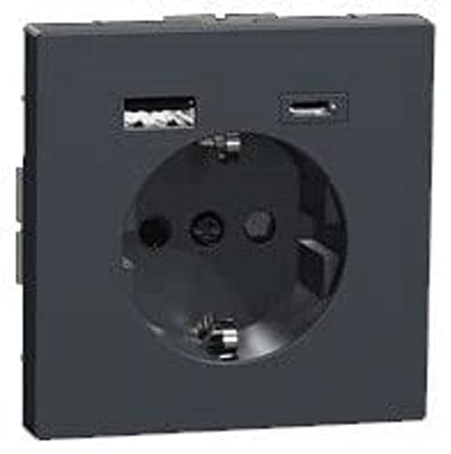 Schneider Electric Merten MEG2367-6034 Steckdose mit USB Anschluss Typ A+C System Design Anthrazit,Schuko USB Steckdose Unterputz,Schutzkontaktsteckdose, geeignet für Smartphone, Tablet