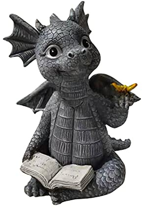 Pipicat Gartendrachen Figuren Deko Drache Gartenfigur Polyresin Dinosaurier Harz Ornamente Meditierte Statue Wetterfest Garten Drachen Figuren FüR Outdoor-Hof Dekoration Garten Harzstatue