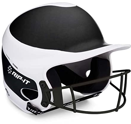RIP-IT | Vision Pro Softball Batting Helmet with Face Mask | Matte | Two-Tone Black XL | Lightweight Women’s Sport Equipment