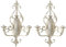 TentHome Kerzenhalter Wand Vintage Stabkerzen Wandleuchte Metall Kerzenleuchter Shabby Chic Lilien Wanddekoration für Wohnzimmer Esszimmer 2er Set Weiß