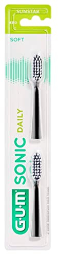 GUM Sonic Daily 4110 Bürstenköpfe, weich, Schwarz, 2 Stück