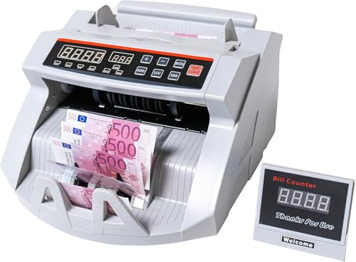 Agellic Compteuse de Billets | 3 voies Machine à Compter les Billets avec Détecteur Faux Billet | Compteur de Billets 1000/min | Stylo Faux Billet Offert | Compteuse à Billet