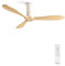CREATE / WINDTUBE/Deckenventilator Weiß Naturholzflügel mit Fernbedienung / 40W, Leise, Ø132cm, 6 Geschwindigkeiten, Timer, DC-Motor, Sommer-Winterbetrieb